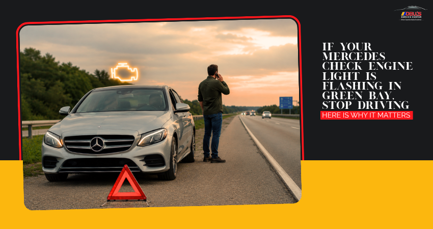 If Your Mercedes Check Engine Light Is Flashing in Green Bay, Stop Driving — Here Is Why It Matters
